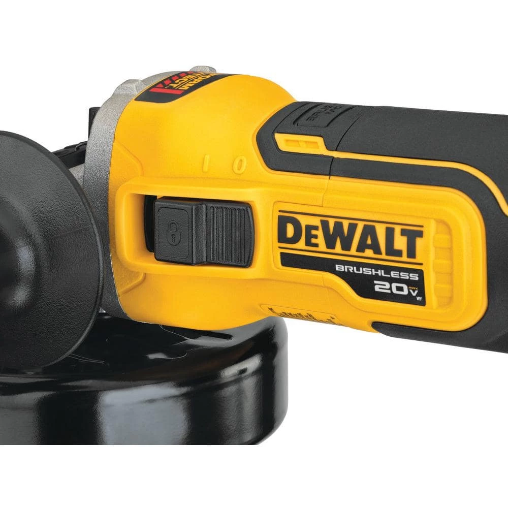 DEWALT 20-Volt MAX XR Cordless Brushless 4-1/2 in. Slide Switch Small Angle Grinder with Kickback Brake (Tool-Only) 3 DEWALT 20-Volt MAX XR Cordless Brushless 4-1/2 in. Slide Switch Small Angle Grinder with Kickback Brake (Tool-Only) - Image 3