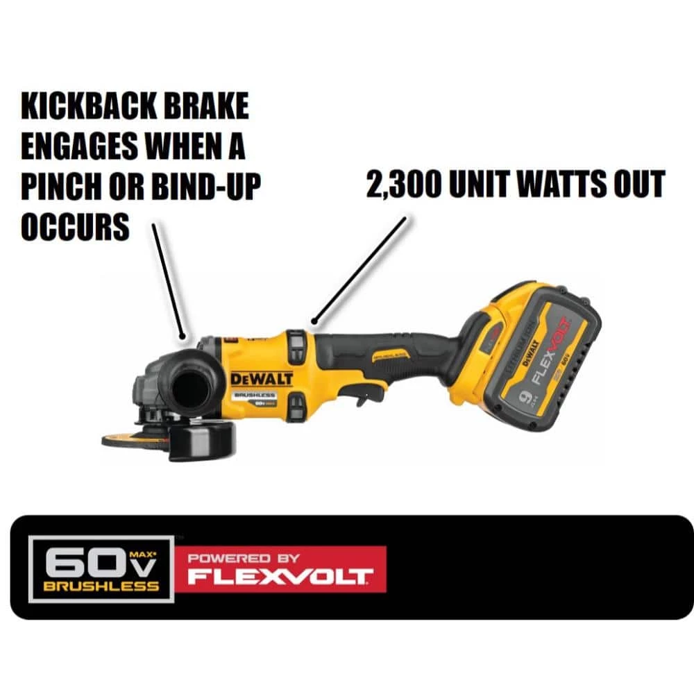 DEWALT FLEXVOLT 60-Volt MAX Cordless Brushless 4-1/2 in. - 6 in. Small Angle Grinder & (1) FLEXVOLT 9.0Ah Battery 3 DEWALT FLEXVOLT 60-Volt MAX Cordless Brushless 4-1/2 in. - 6 in. Small Angle Grinder & (1) FLEXVOLT 9.0Ah Battery - Image 3