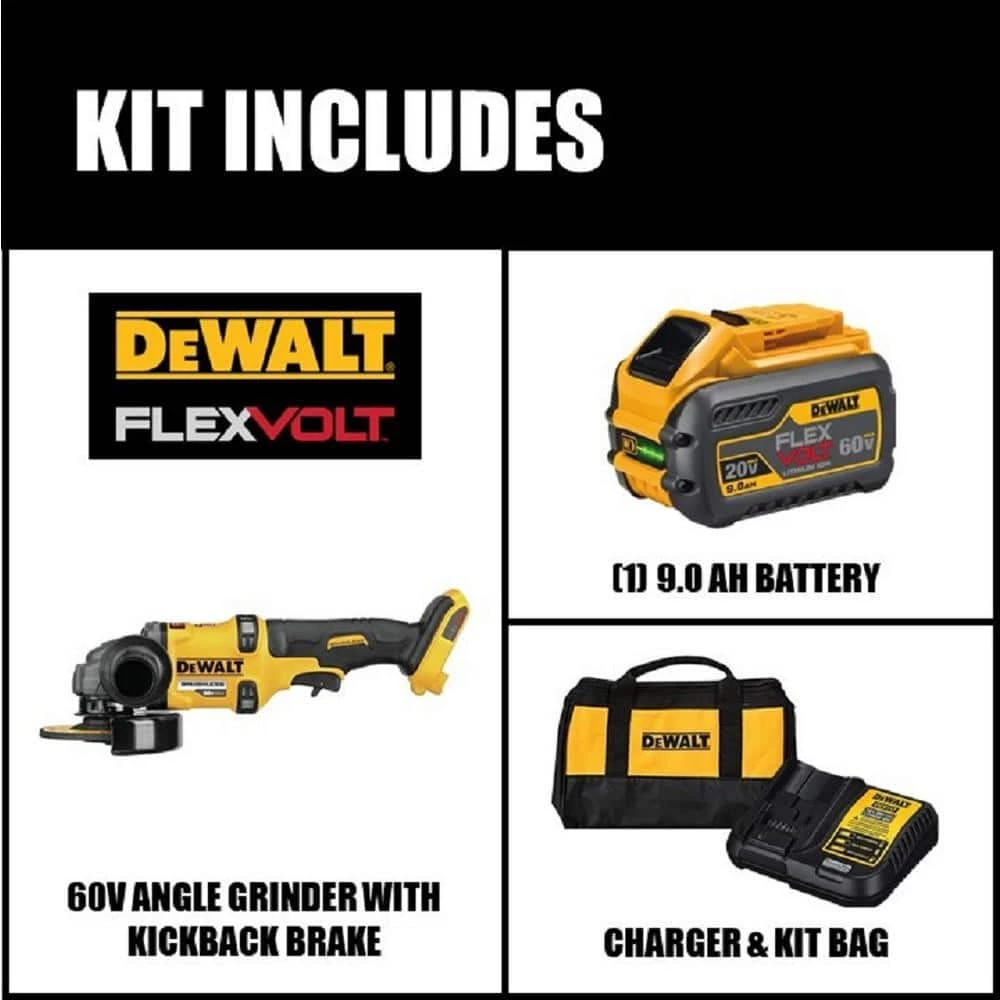 DEWALT FLEXVOLT 60-Volt MAX Cordless Brushless 4-1/2 in. - 6 in. Small Angle Grinder & (1) FLEXVOLT 9.0Ah Battery 2 DEWALT FLEXVOLT 60-Volt MAX Cordless Brushless 4-1/2 in. - 6 in. Small Angle Grinder & (1) FLEXVOLT 9.0Ah Battery - Image 2