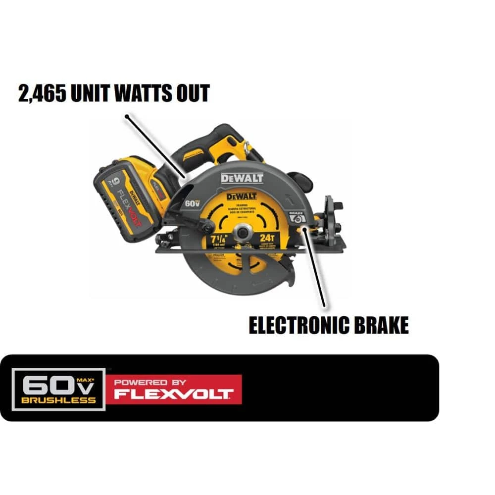 DEWALT FLEXVOLT 60-Volt MAX Cordless Brushless 7-1/4 in. Circular Saw with Brake with (1) FLEXVOLT 9.0Ah Battery 3 DEWALT FLEXVOLT 60-Volt MAX Cordless Brushless 7-1/4 in. Circular Saw with Brake with (1) FLEXVOLT 9.0Ah Battery - Image 3