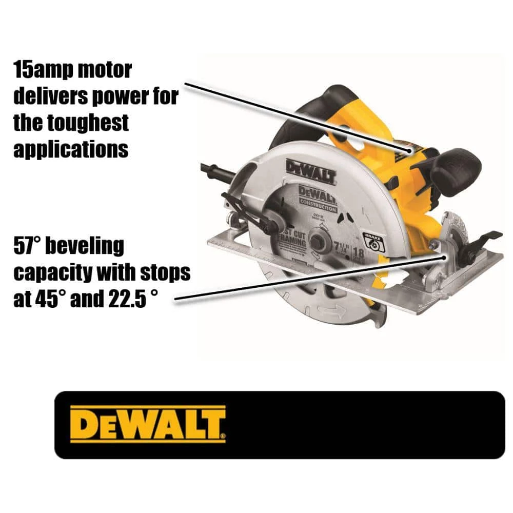 DEWALT 15 Amp 7-1/4 in. Lightweight Circular Saw with Electric Brake 2 DEWALT 15 Amp 7-1/4 in. Lightweight Circular Saw with Electric Brake - Image 2