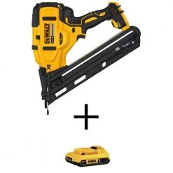 DEWALT 20V MAX XR Lithium-Ion Cordless 15-Gauge Angled Finish Nailer with 20V MAX Compact Lithium-Ion 2.0Ah Battery Pack