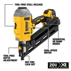 DEWALT 20-Volt MAX Lithium-Ion Cordless Brushless 2-Speed 30° Paper Collated Framing Nailer with 4Ah Battery and Charger -DEWALT Shop dewalt framing nailers dcn692m1 40 1000