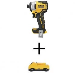 DEWALT ATOMIC 20V MAX Cordless Brushless Compact 1/4 in. Impact Driver with 20V 3.0Ah Compact Lithium-Ion Battery