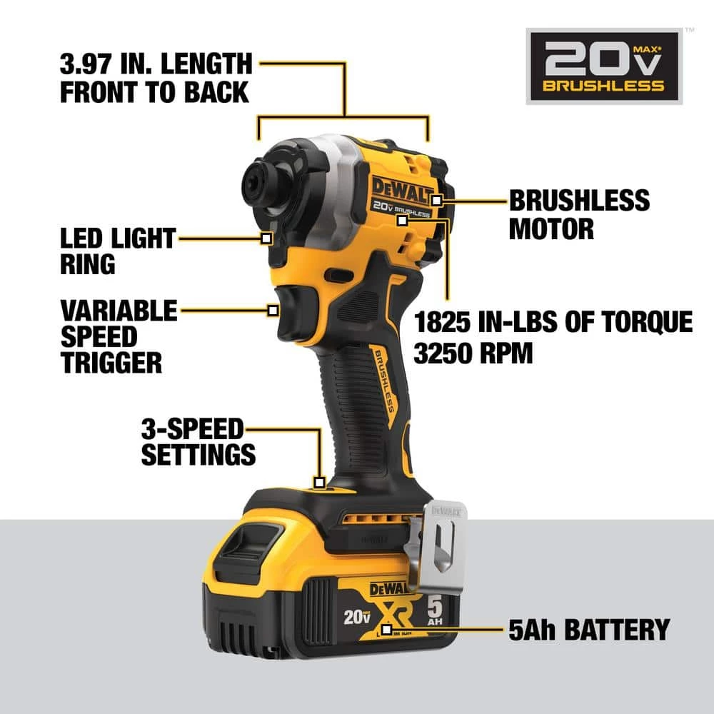 DEWALT ATOMIC 20-Volt MAX Lithium-Ion Cordless Impact Driver Kit 3 DEWALT ATOMIC 20-Volt MAX Lithium-Ion Cordless Impact Driver Kit - Image 3