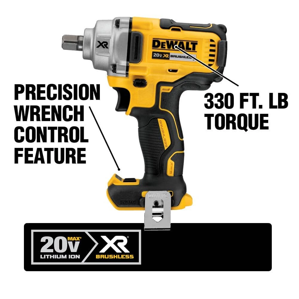 DEWALT 20-Volt MAX XR Cordless Brushless 1/2 in. Mid-Range Impact Wrench with Detent Pin Anvil (Tool-Only) 2 DEWALT 20-Volt MAX XR Cordless Brushless 1/2 in. Mid-Range Impact Wrench with Detent Pin Anvil (Tool-Only) - Image 2