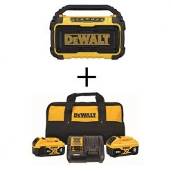 DEWALT 20-Volt MAX Bluetooth Speaker with20-Volt MAX XR Premium Lithium-Ion 6.0 Ah and 4.0 Ah Starter Kit