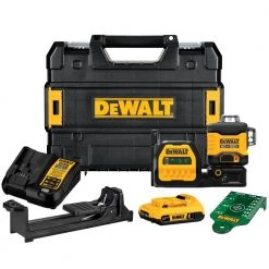 DEWALT 20-Volt/12-Volt Lithium-Ion Cross-Line Laser Level Kit with 2 Ah Battery, Charger and Case