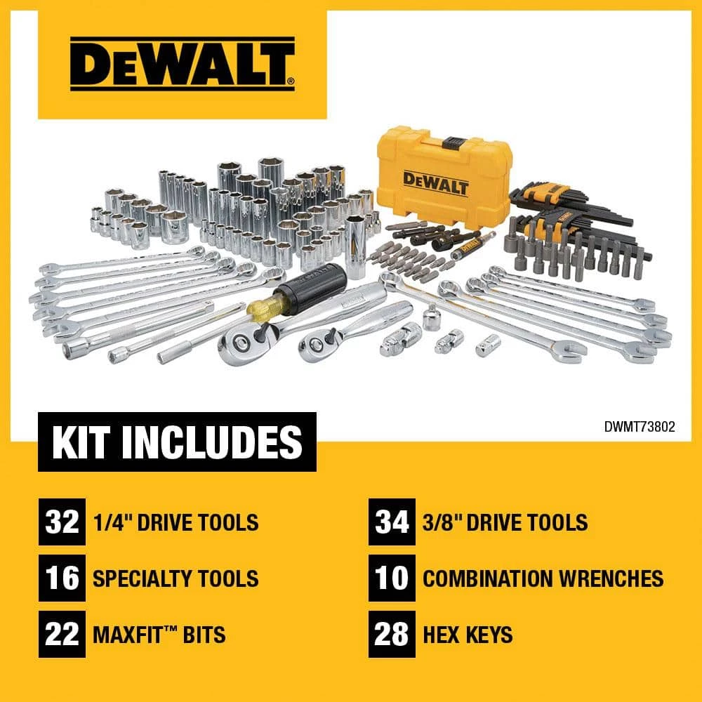 DEWALT 1/4 in. x 3/8 in. Drive Polished Chrome Mechanics Tool Set (142-Piece) 2 DEWALT 1/4 in. x 3/8 in. Drive Polished Chrome Mechanics Tool Set (142-Piece) - Image 2