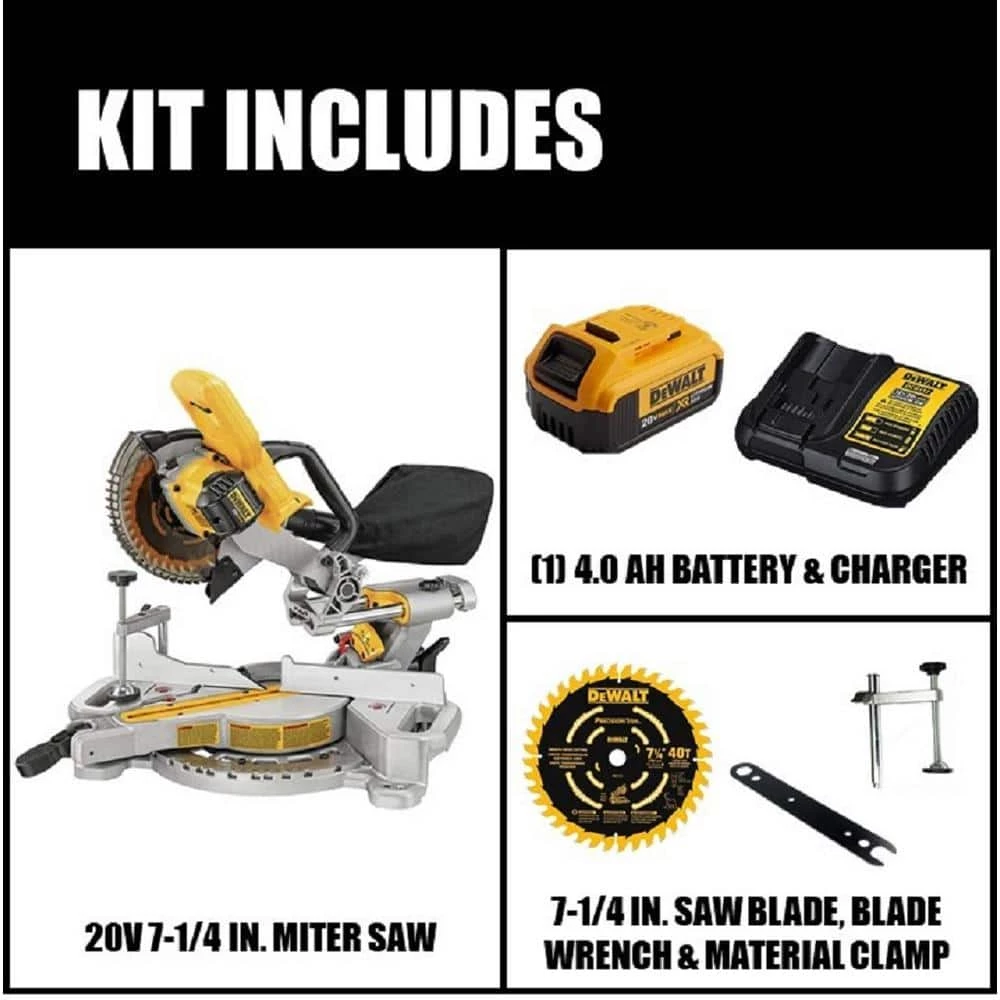 DEWALT 20-Volt MAX Cordless 7-1/4 in. Sliding Miter Saw with (1) 20-Volt Battery 4.0Ah 2 DEWALT 20-Volt MAX Cordless 7-1/4 in. Sliding Miter Saw with (1) 20-Volt Battery 4.0Ah - Image 2
