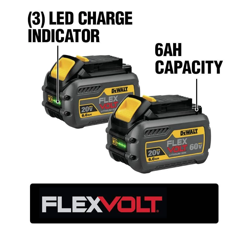 DEWALT FLEXVOLT 20-Volt/60-Volt MAX Lithium-Ion 6.0 Ah Battery Pack (2-Pack) 2 DEWALT FLEXVOLT 20-Volt/60-Volt MAX Lithium-Ion 6.0 Ah Battery Pack (2-Pack) - Image 2