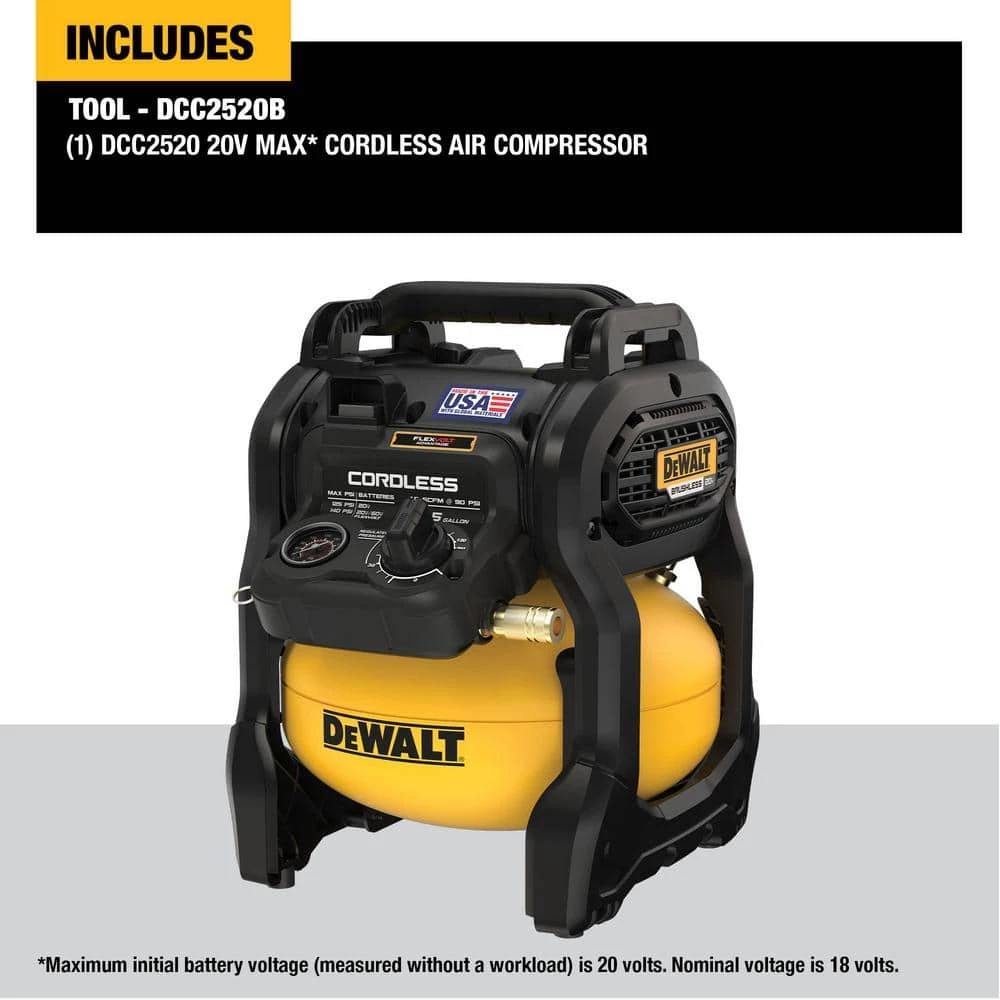 DEWALT 2.5 Gal. 140 psi Portable 20-Volt Cordless Air Compressor with Flexvolt Advantage (Tool-Only) 3 DEWALT 2.5 Gal. 140 psi Portable 20-Volt Cordless Air Compressor with Flexvolt Advantage (Tool-Only) - Image 3