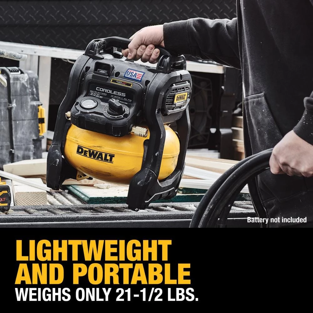DEWALT 2.5 Gal. 140 psi Portable 20-Volt Cordless Air Compressor with Flexvolt Advantage (Tool-Only) 6 DEWALT 2.5 Gal. 140 psi Portable 20-Volt Cordless Air Compressor with Flexvolt Advantage (Tool-Only) - Image 6
