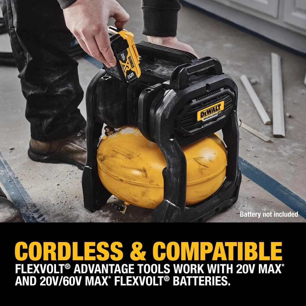 DEWALT 2.5 Gal. 140 psi Portable 20-Volt Cordless Air Compressor with Flexvolt Advantage (Tool-Only) 7 DEWALT 2.5 Gal. 140 psi Portable 20-Volt Cordless Air Compressor with Flexvolt Advantage (Tool-Only) - Image 7