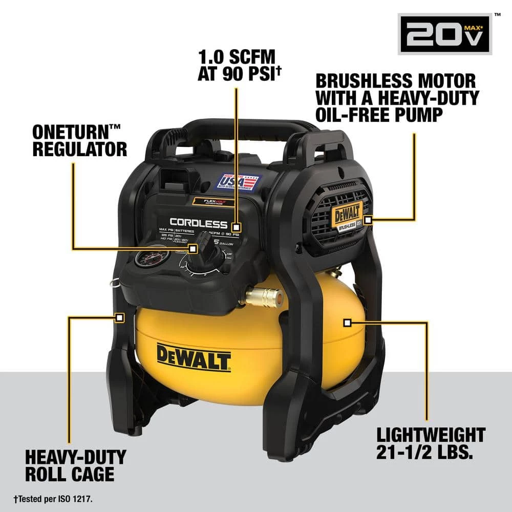 DEWALT 2.5 Gal. 140 psi Portable 20-Volt Cordless Air Compressor with Flexvolt Advantage (Tool-Only) 2 DEWALT 2.5 Gal. 140 psi Portable 20-Volt Cordless Air Compressor with Flexvolt Advantage (Tool-Only) - Image 2