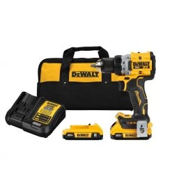 DEWALT 20-Volt MAX Lithium-Ion Cordless Brushless 1/2 in. Drill Driver Kit with Two 2.0 mAh Batteries, Charger and Bag