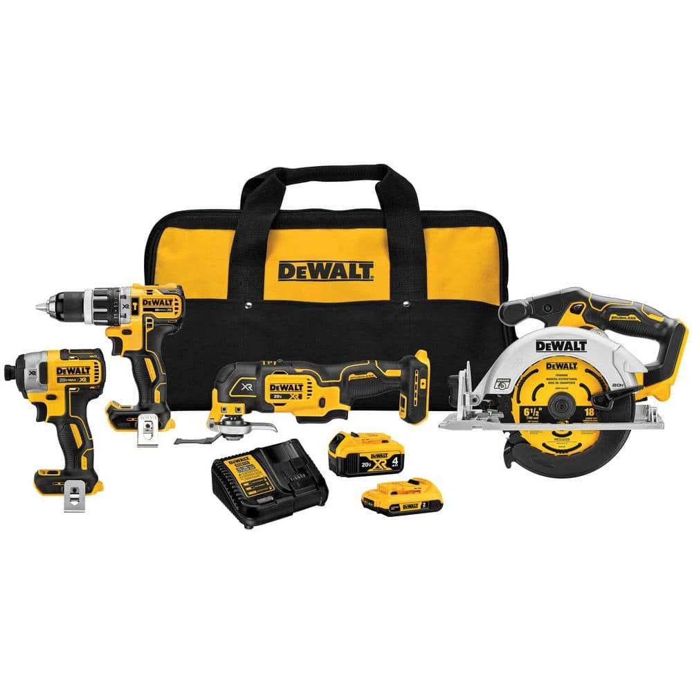DEWALT 20V MAX Lithium-Ion Cordless Brushless Combo Kit (4-Tool), 20V Brushless 6-1/2 in. Circular Saw & 20V Compact Router 2 DEWALT 20V MAX Lithium-Ion Cordless Brushless Combo Kit (4-Tool), 20V Brushless 6-1/2 in. Circular Saw & 20V Compact Router - Image 2