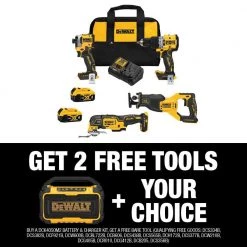 DEWALT 20V MAX Lithium-Ion Cordless Brushless Combo Kit (4-Tool) and 20V MAX Bluetooth Speaker