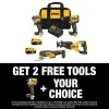 DEWALT 20V MAX Lithium-Ion Cordless Brushless Combo Kit (4-Tool) and ATOMIC 20V MAX Cordless Brushless 1/2 in. Impact Wrench