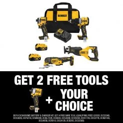 DEWALT 20V MAX Lithium-Ion Cordless Brushless Combo Kit (4-Tool) and ATOMIC 20V MAX Cordless Brushless 1/2 in. Impact Wrench