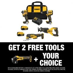 DEWALT 20V MAX Lithium-Ion Cordless Brushless Combo Kit (4-Tool) & 20V MAX XR Cordless Brushless 4-1/2 in. Small Angle Grinder