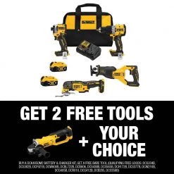 DEWALT 20V MAX Lithium-Ion Cordless Brushless Combo Kit (4-Tool) and 20V MAX Cordless 4-1/2 in. to 5 in. Grinder
