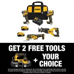 DEWALT 20V MAX Lithium-Ion Cordless Brushless Combo Kit (4-Tool) & ATOMIC 20V MAX Cordless Brushless Compact 1-3/4 in. Bandsaw