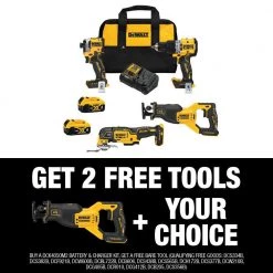 DEWALT 20V MAX Lithium-Ion Cordless Brushless Combo Kit (4-Tool) and 20V MAX XR Cordless Brushless Reciprocating Saw