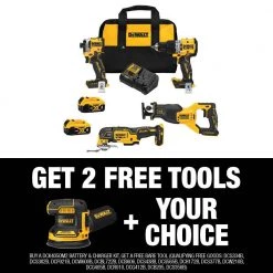 DEWALT 20V MAX Lithium-Ion Cordless Brushless Combo Kit (4-Tool) and 20V MAX XR Cordless Brushless 5 in. Random Orbital Sander