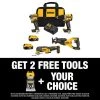 DEWALT 20V MAX Lithium-Ion Cordless Brushless Combo Kit (4-Tool) and 20V MAX XR Cordless Brushless Compact Router
