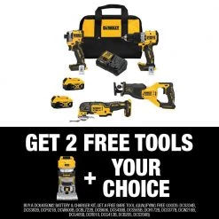 DEWALT 20V MAX Lithium-Ion Cordless Brushless Combo Kit (4-Tool) and 20V MAX XR Cordless Brushless Compact Router