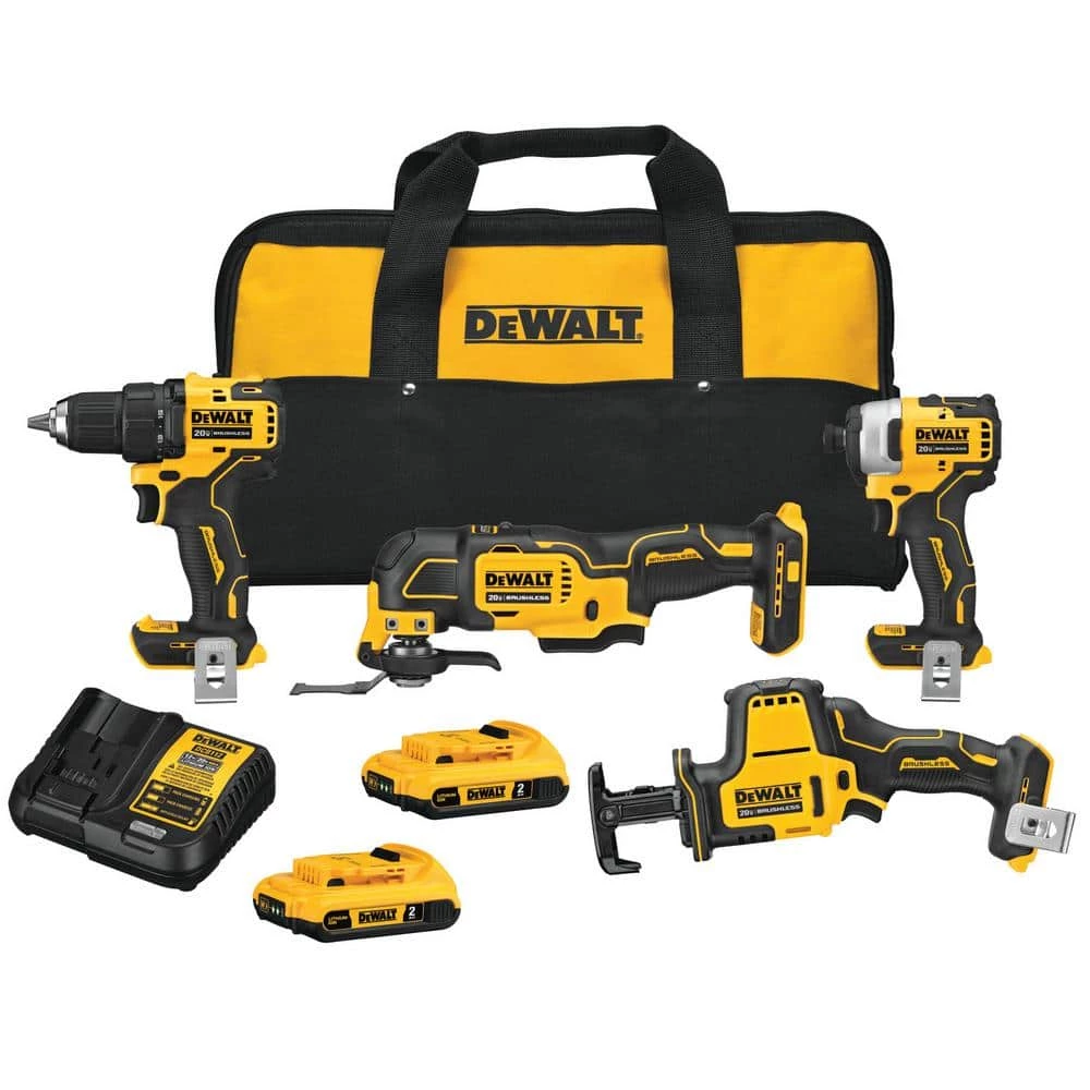 DEWALT ATOMIC 20V MAX Cordless Brushless Combo Kit (4-Tool) and ATOMIC 20V MAX Cordless Brushless Compact 1-3/4 in. Bandsaw 2 DEWALT ATOMIC 20V MAX Cordless Brushless Combo Kit (4-Tool) and ATOMIC 20V MAX Cordless Brushless Compact 1-3/4 in. Bandsaw - Image 2