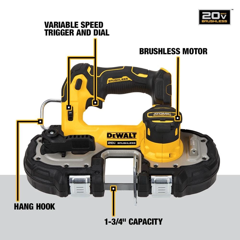 DEWALT ATOMIC 20V MAX Cordless Brushless Combo Kit (4-Tool) and ATOMIC 20V MAX Cordless Brushless Compact 1-3/4 in. Bandsaw 12 DEWALT ATOMIC 20V MAX Cordless Brushless Combo Kit (4-Tool) and ATOMIC 20V MAX Cordless Brushless Compact 1-3/4 in. Bandsaw - Image 12
