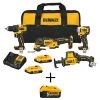 DEWALT ATOMIC 20-Volt MAX Cordless Brushless Combo Kit (4-Tool), (1) 5.0Ah Battery, (2) 2.0 Ah Batteries, Charger & Bag