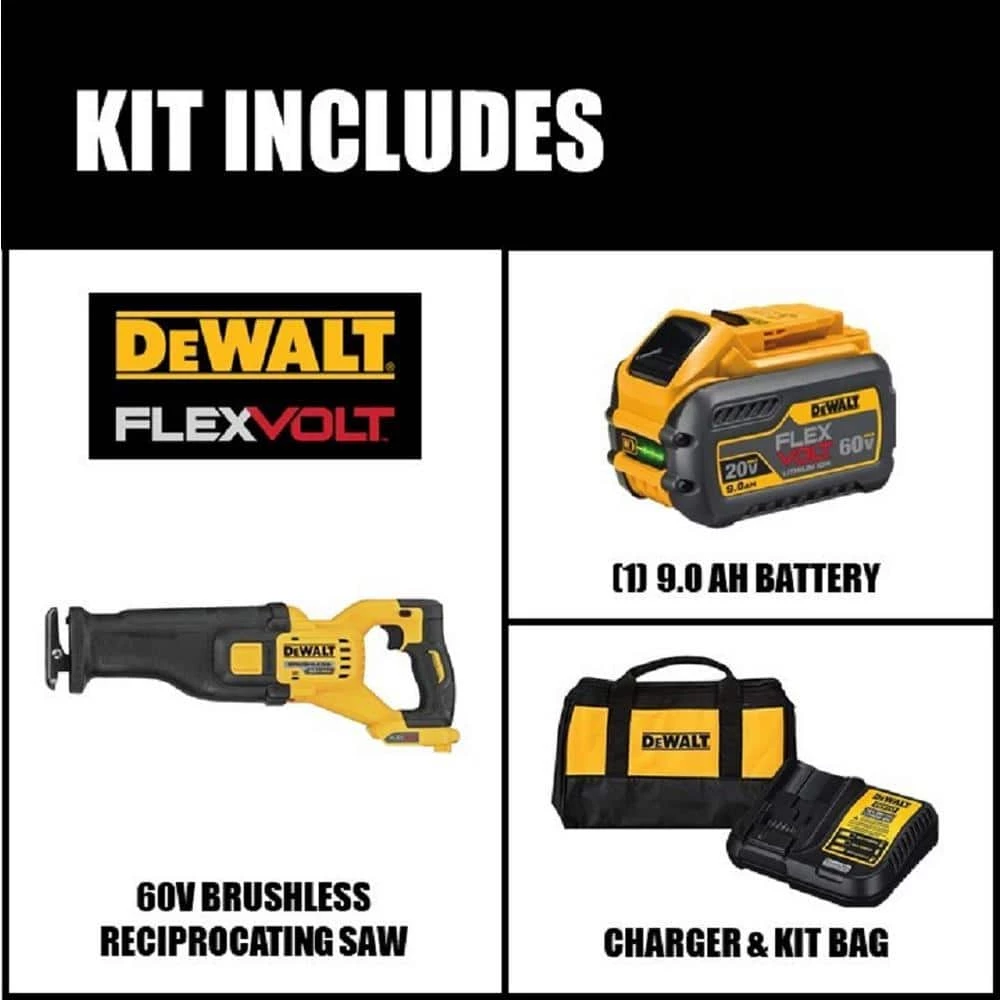 DEWALT FLEXVOLT 60-Volt MAX Cordless Brushless Reciprocating Saw with (1) FLEXVOLT 9.0Ah Battery 2 DEWALT FLEXVOLT 60-Volt MAX Cordless Brushless Reciprocating Saw with (1) FLEXVOLT 9.0Ah Battery - Image 2