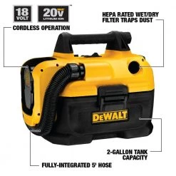DEWALT 2 Gal. Max Cordless Wet/Dry Vacuum without Battery and Charger -DEWALT Shop yellows golds dewalt wet dry vacuums dcv580h 40 1000